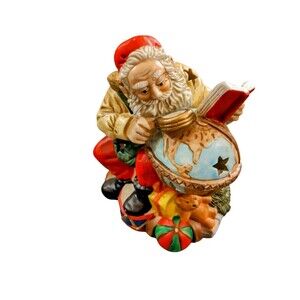 Vintage Ceramic Santa Claus Candle Holder W/ Original Box Handmade Original New
